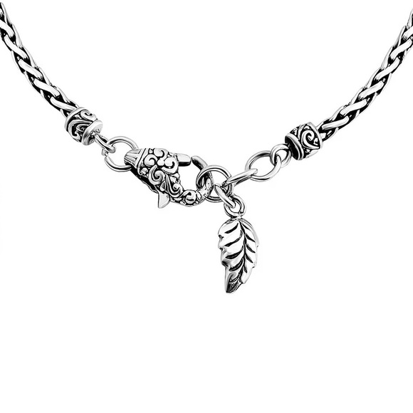 Sterling Silver Bali Legacy Padian Chain Bracelet with Leaf Charm 8.30 Grams - Picture 4 of 6